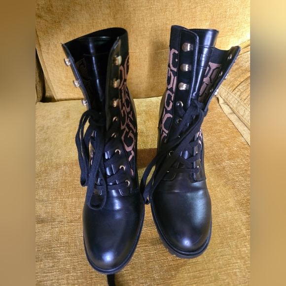 Guess Black and Brown Heeled Boots - Picture 2 of 9